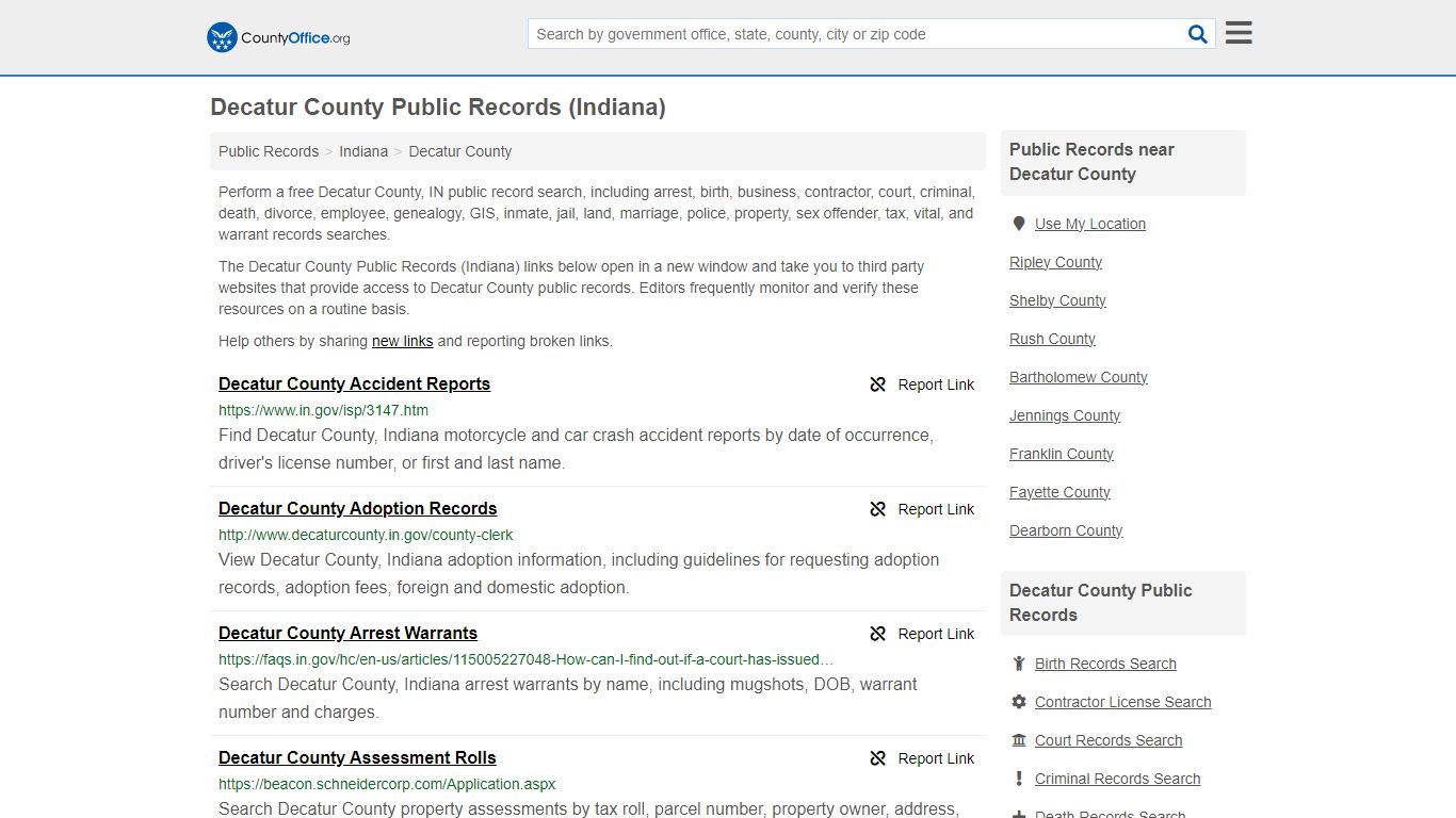 Decatur County Public Records (Indiana) - County Office