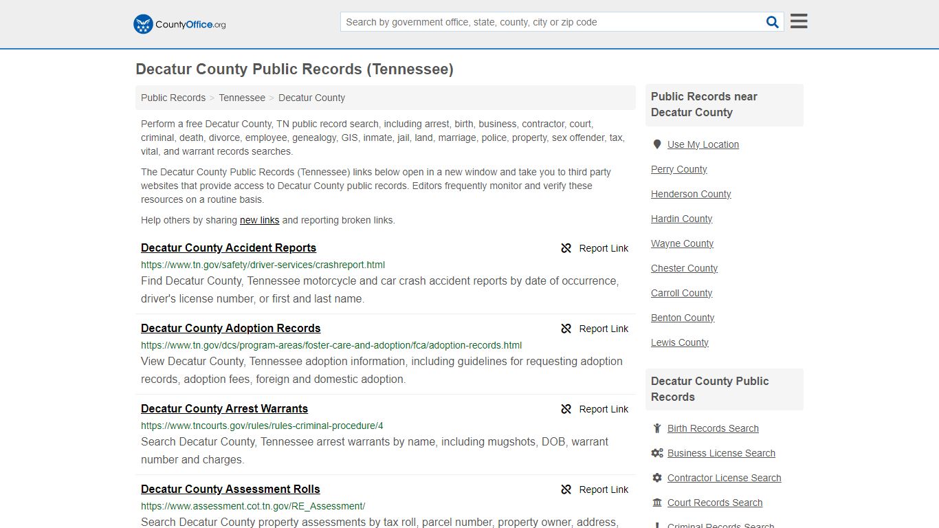 Public Records - Decatur County, TN (Business, Criminal, GIS, Property ...